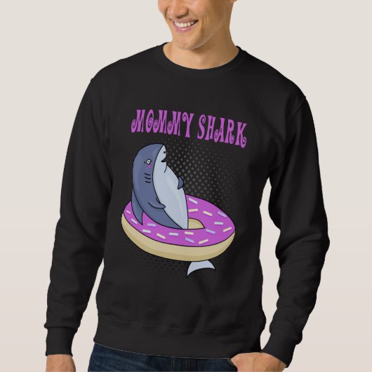 Mommy Swimming Shark Donut Cute Merch スウェットシャツ (正面)