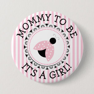 "Mommy To Be"ピンクレディバグ赤ちゃんシャワーボタン 缶バッジ