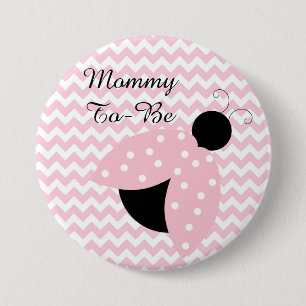 "Mommy To Be"ピンクレディバグ赤ちゃんシャワーボタン 缶バッジ