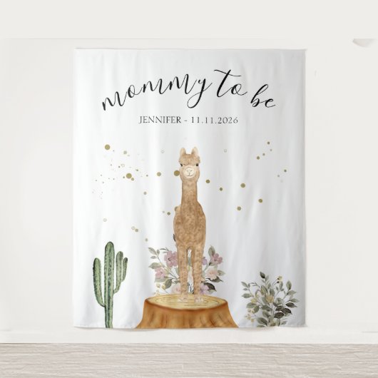 Mommy to be alpaca backdrop タペストリー (正面)