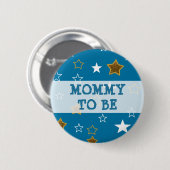 Mommy to be Blue and金ゴールドスターボタン 缶バッジ (正面&裏面)