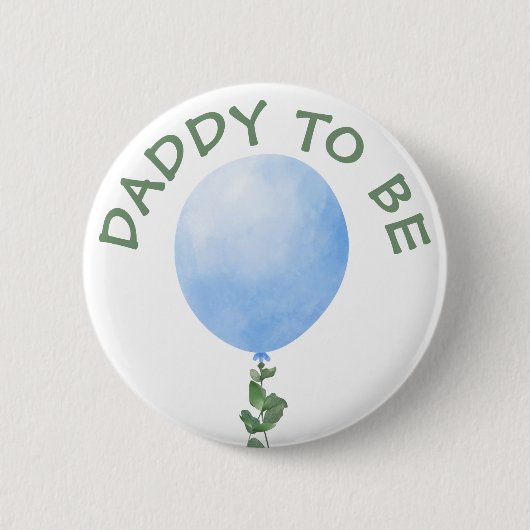 Mommy to be Blue Balloon Baby Showerボタン 缶バッジ (正面)