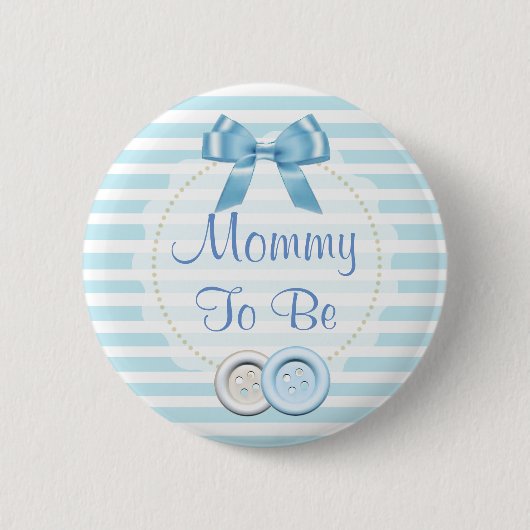 Mommy to be Blue Bow & Buttons赤ちゃんシャワーボタン 缶バッジ (正面)