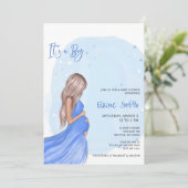 Mommy to Be Blue Its a Boy Baby Shower Invitation 招待状 (スタンド正面)