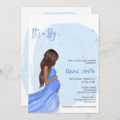 Mommy to Be Blue Its a Boy Baby Shower Invitation 招待状 (正面/裏面)