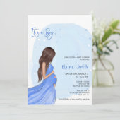 Mommy to Be Blue Its a Boy Baby Shower Invitation 招待状 (スタンド正面)