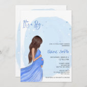 Mommy to Be Blue Its a Boy Baby Shower Invitation 招待状 (正面/裏面)