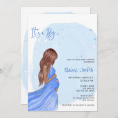 Mommy to Be Blue Its a Boy Baby Shower Invitation 招待状 (正面/裏面)