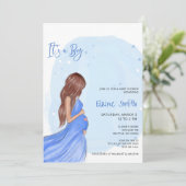 Mommy to Be Blue Its a Boy Baby Shower Invitation 招待状 (スタンド正面)