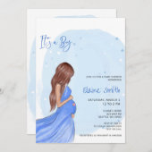Mommy to Be Blue Its a Boy Baby Shower Invitation 招待状 (正面/裏面)