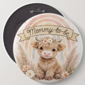 Mommy To Be Boho Rainbow Baby Shower Floral 缶バッジ (正面&裏面)