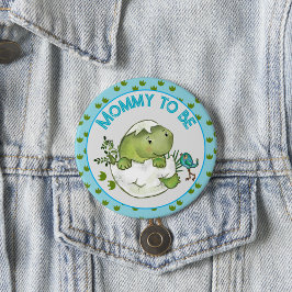 Mommy To Be Cute Hatching Dino Baby Shower Button  缶バッジ