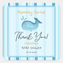 Mommy To Be Cute Whale Baby Shower スクエアシール