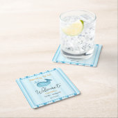 Mommy To Be Cute Whale Baby Shower スクエアペーパーコースター (インサイチュ)