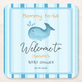 Mommy To Be Cute Whale Baby Shower スクエアペーパーコースター
