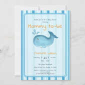 Mommy To Be Cute Whale Baby Shower 招待状 (正面)