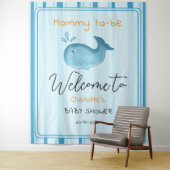 Mommy To Be Cute Whale Baby Shower Backdrop タペストリー (インサイチュ)