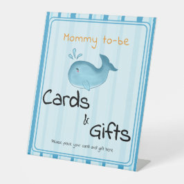 Mommy To Be Cute Whale Baby Shower Cards & Gifts 台座サイン