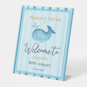 Mommy To Be Cute Whale Baby Shower Welcome 台座サイン (正面)