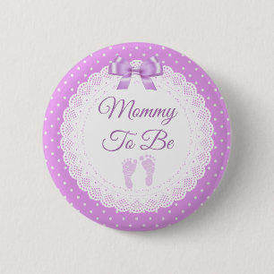 Mommy to be Girl's Purple Baby Shower 缶バッジ