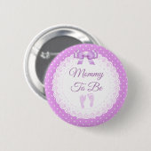 Mommy to be Girl's Purple Baby Shower 缶バッジ (正面&裏面)