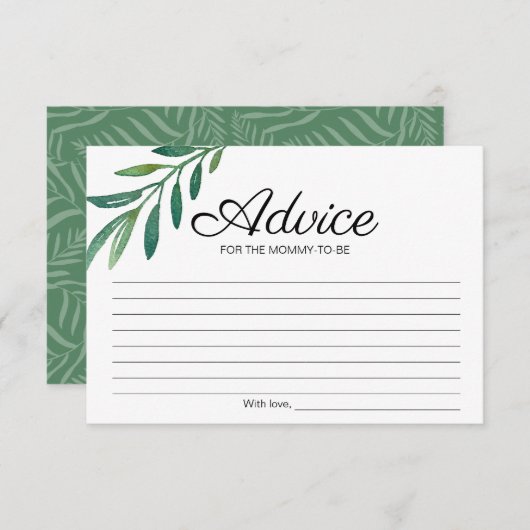 Mommy-to-Be-Greenery Baby Showerのアドバイス 招待状 (正面/裏面)