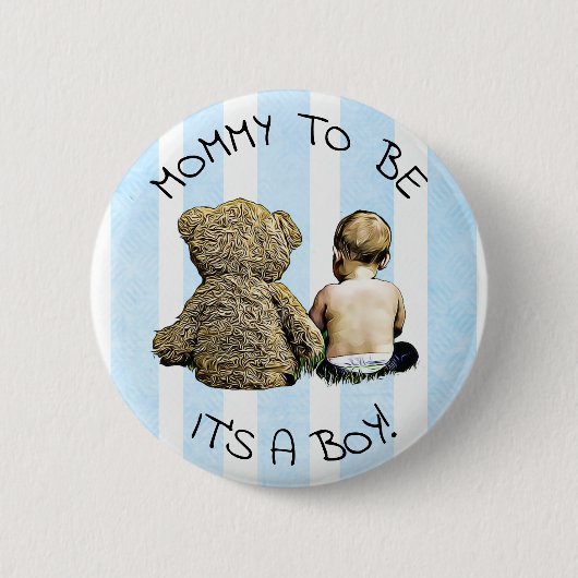 Mommy to be, Its a boy, Baby Shower Button 缶バッジ (正面)