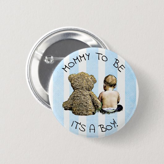 Mommy to be, Its a boy, Baby Shower Button 缶バッジ (正面&裏面)