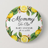 Mommy to be Lemon Citrus Summer Baby Shower 缶バッジ (正面)