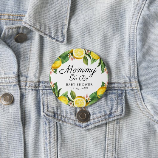 Mommy to be Lemon Citrus Summer Baby Shower 缶バッジ (インサイチュ)