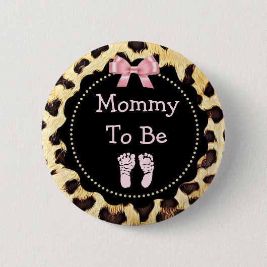 Mommy to be Leopard Print赤ちゃんシャワー 缶バッジ (正面)