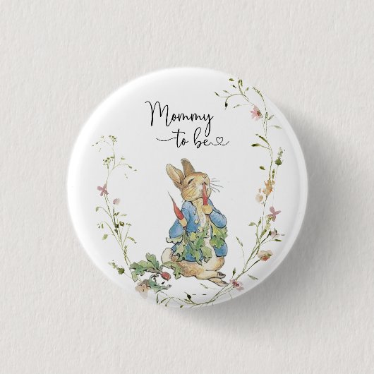 Mommy to be-Peter Rabbit Wildflower WatercolButton 缶バッジ (正面)
