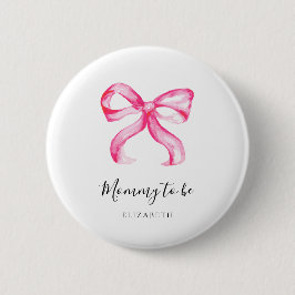 Mommy to be Pink Bow Baby Shower Elegant 缶バッジ