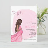 Mommy to Be Pink Its a Girl Baby Shower 招待状 (スタンド正面)