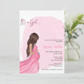 Mommy to Be Pink Its a Girl Baby Shower 招待状 (スタンド正面)