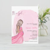 Mommy to Be Pink Its a Girl Baby Shower 招待状 (スタンド正面)