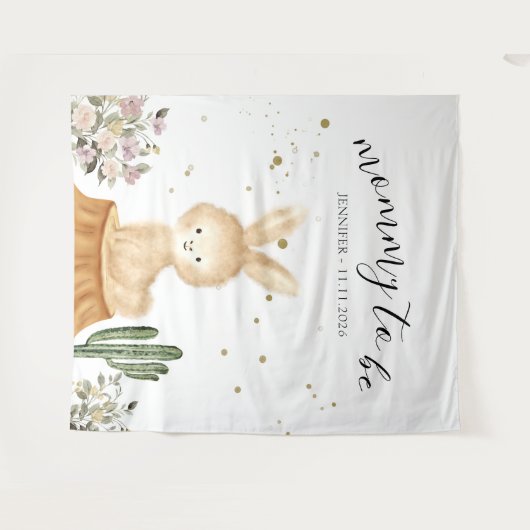 Mommy to be rabbit bunny backdrop タペストリー (正面(横))