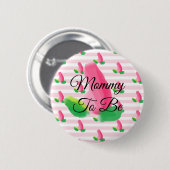 Mommy to be Rosebudピンク赤ちゃんシャワーボタン 缶バッジ (正面&裏面)
