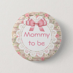 Mommy to be tan and Pink Bow赤ちゃんシャワーボタン 缶バッジ