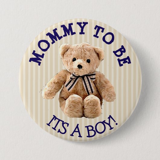 Mommy to be, Teddy Bear赤ちゃんシャワーボタン 缶バッジ (正面)