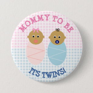 Mommy to be Twin Boy and Girl赤ちゃんシャワーボタン 缶バッジ