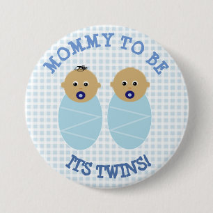 Mommy To Be Twin Boys Blue Baby Showerボタン 缶バッジ