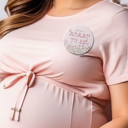 Mommy To Be Wildflower Girl Baby Showerボタン 缶バッジ