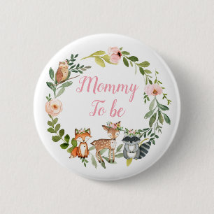 Mommy to be - Woodland Pink赤ちゃんシャワーボタン 缶バッジ