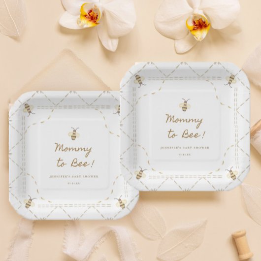 Mommy To Beat Honey Baby Shower ペーパープレート