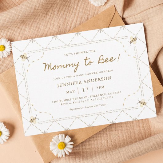 Mommy To Beat Honey Baby Shower 招待状