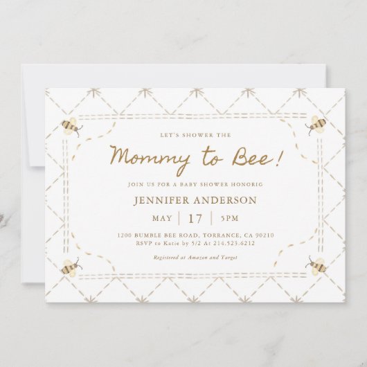 Mommy To Beat Honey Baby Shower 招待状 (正面)