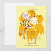 Mommy To Beat Honey BeeハニカムベイビーシャワーInvite 招待状 (正面/裏面)