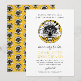 Mommy To Beat Honey Bee Sunflower Baby Shower Invi 招待状