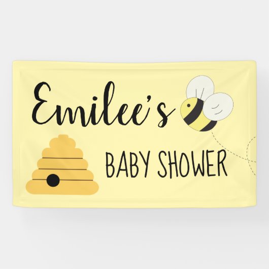 Mommy To Beeのまわりにガールベビーシャワー 横断幕 (横)